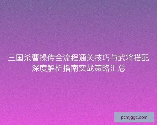 三国杀曹操传全流程通关技巧与武将搭配深度解析指南实战策略汇总