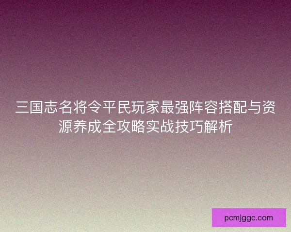 三国志名将令平民玩家最强阵容搭配与资源养成全攻略实战技巧解析