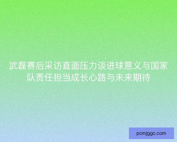 武磊赛后采访直面压力谈进球意义与国家队责任担当成长心路与未来期待
